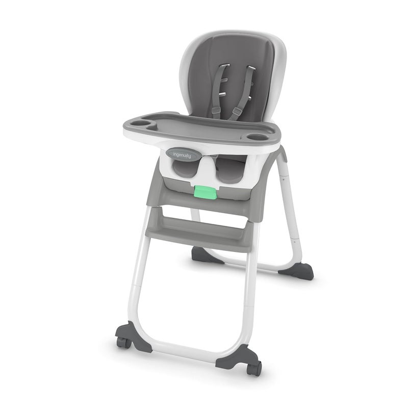 ingenuity Full Course SmartClean 6-in-1 High Chair – SmartClean EVA Foam, 5 Point Safety Harness, 2 Dishwasher Safe Trays – Slate - Image 1